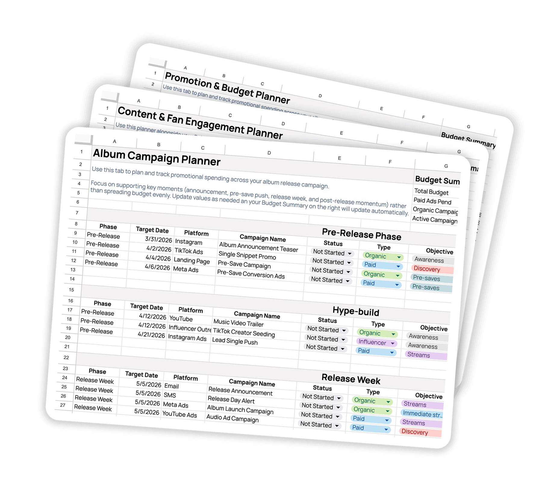 album release schedule template