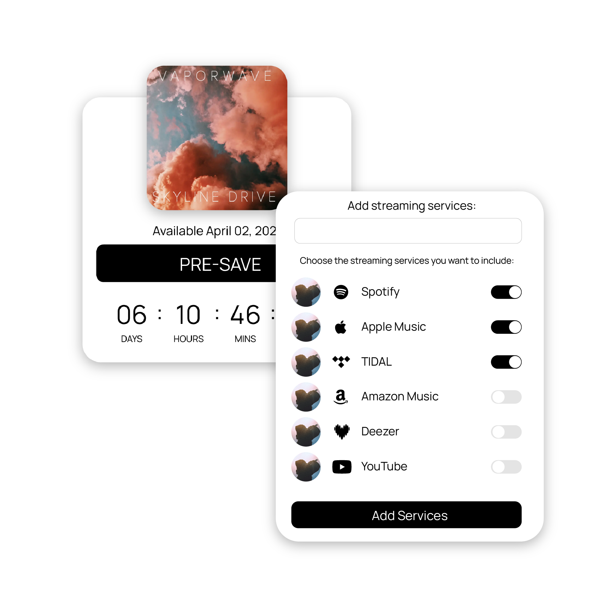 Custom pre-save options for streaming services