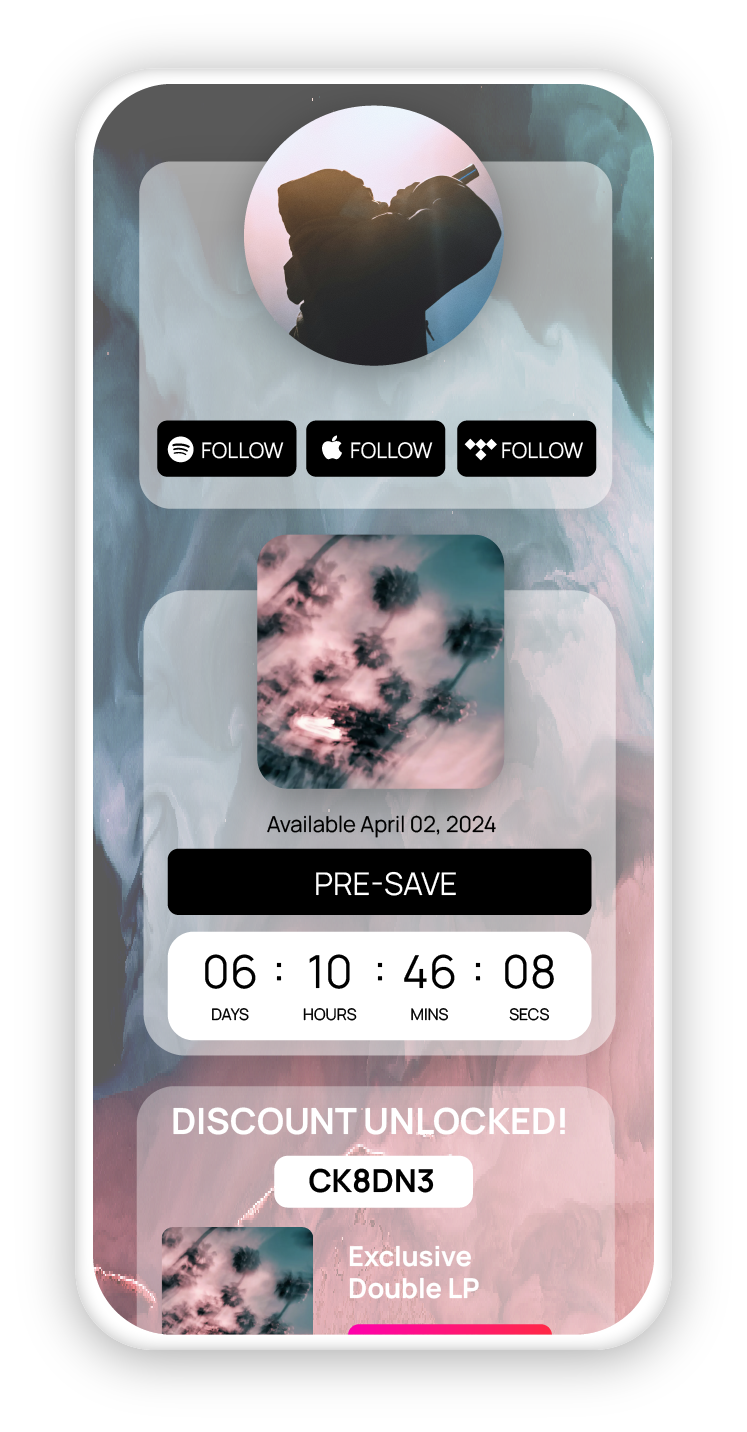 Custom artist landing pages for streaming
