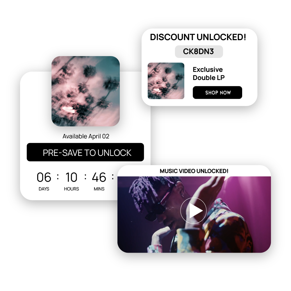 Embeded fan rewards for music marketing