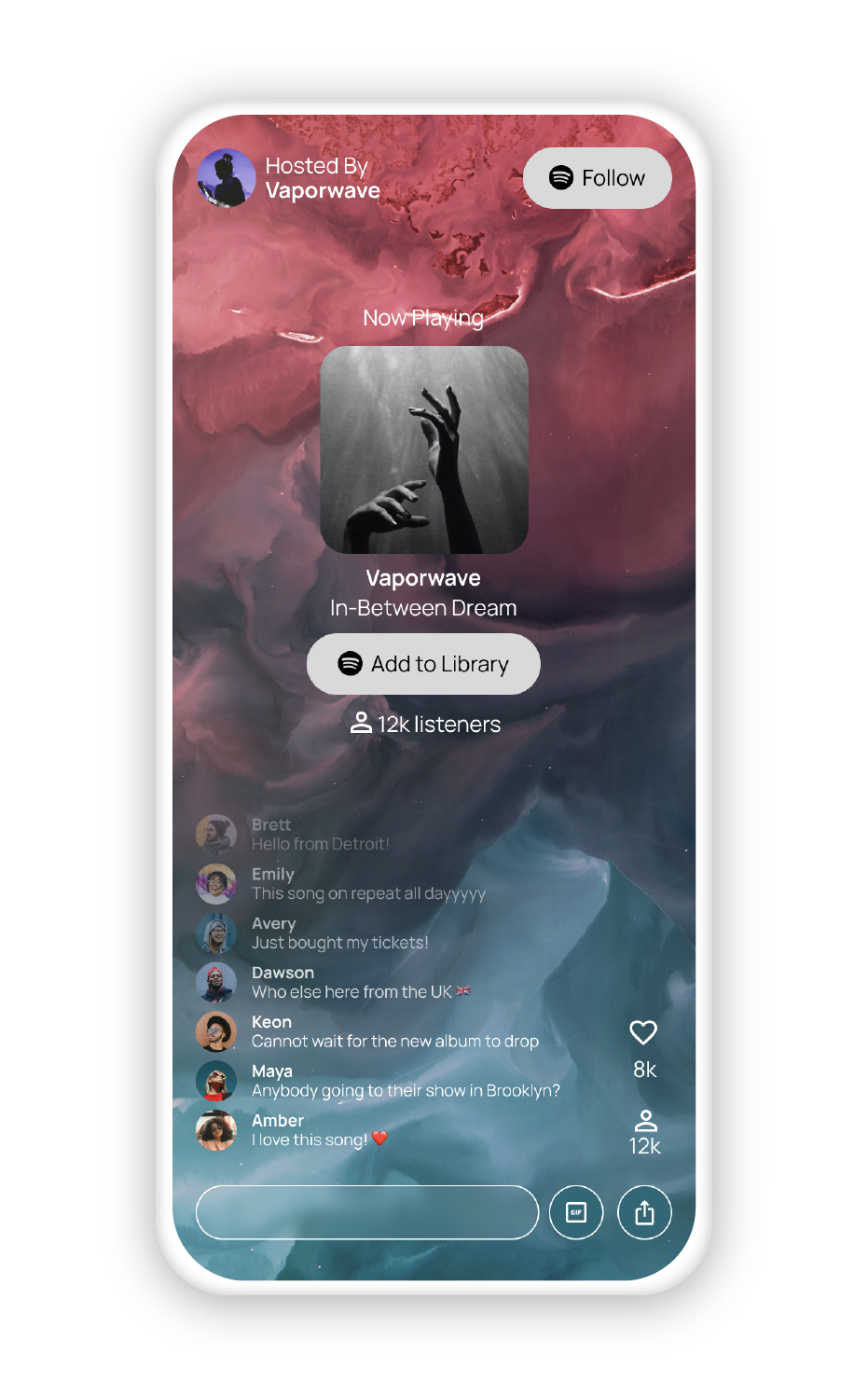 Sonikit Spotify and Apple Music listening party on iPhone