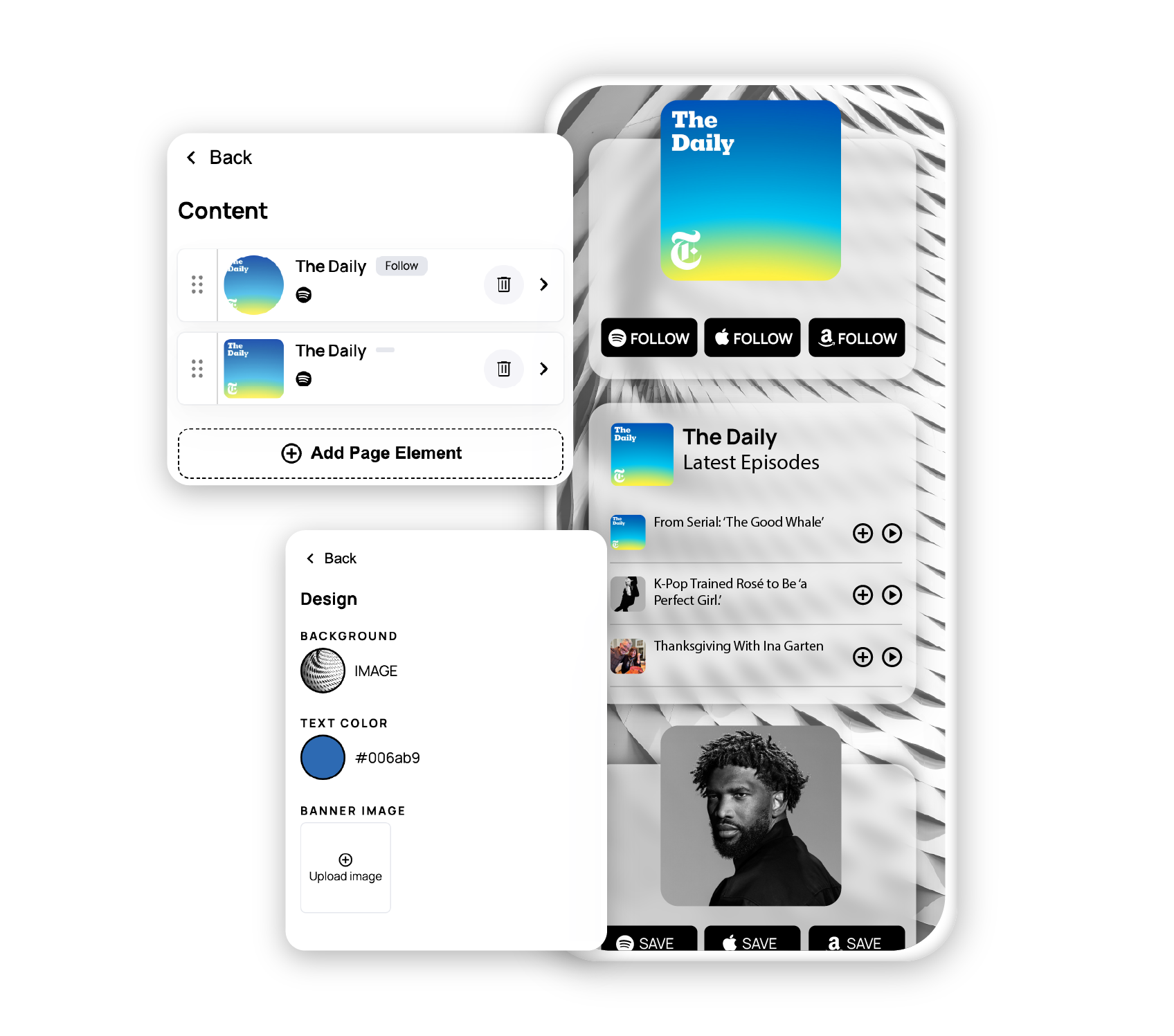 custom landing page for podcasts