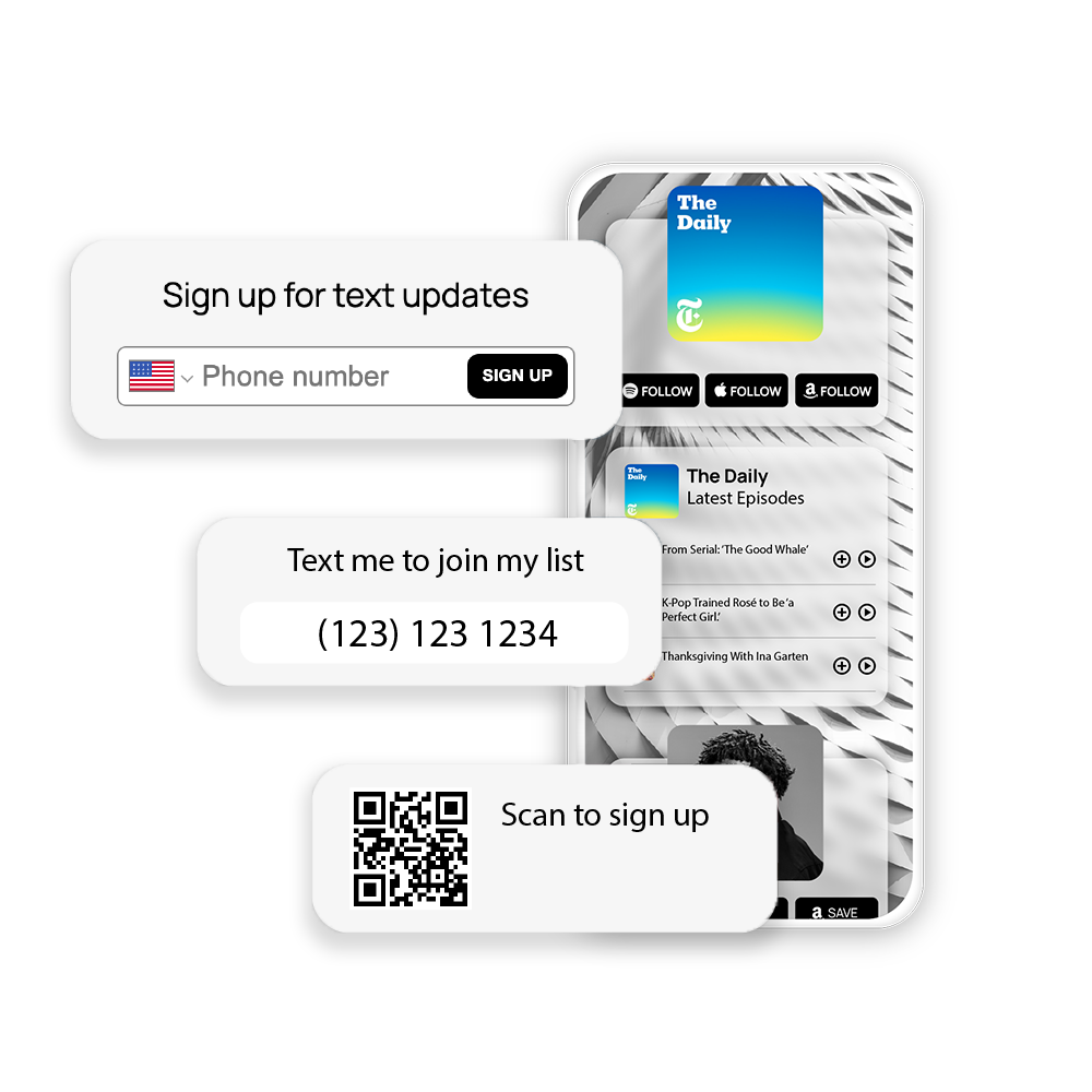 Sonikit SMS marketing contact settings for podcasts