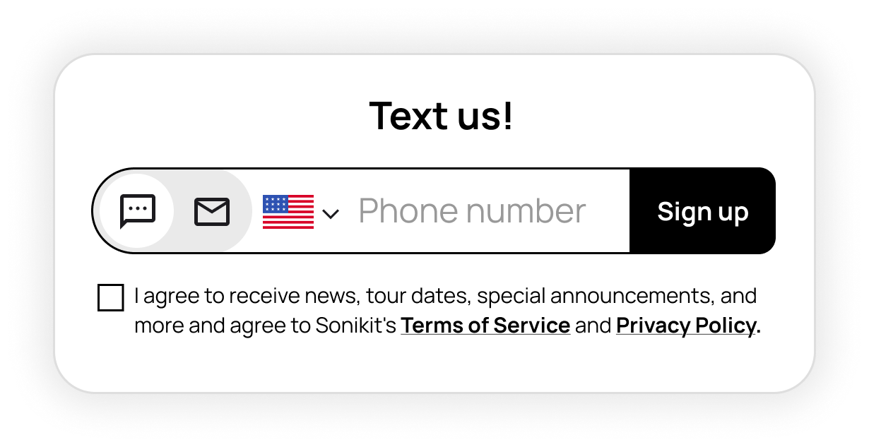 Collect email addresses and phone numbers for music marketing