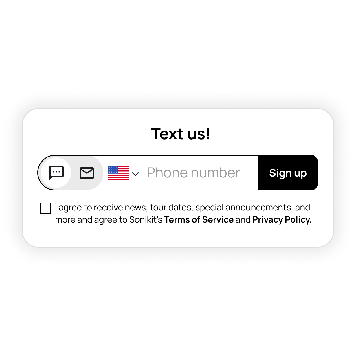 Text message marketing with merch link and image