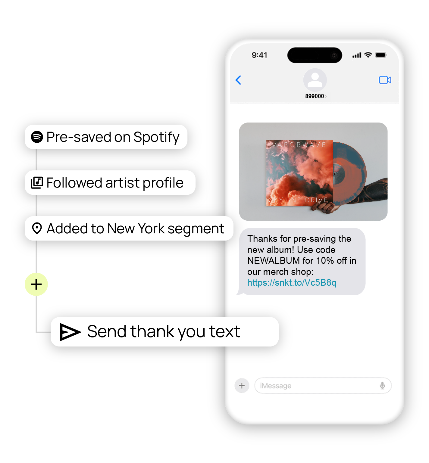 Audience segments for SMS text message music marketing