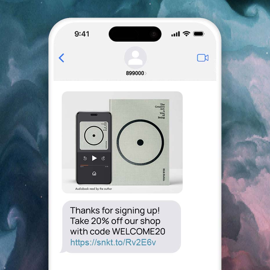Text message marketing with merch link and image